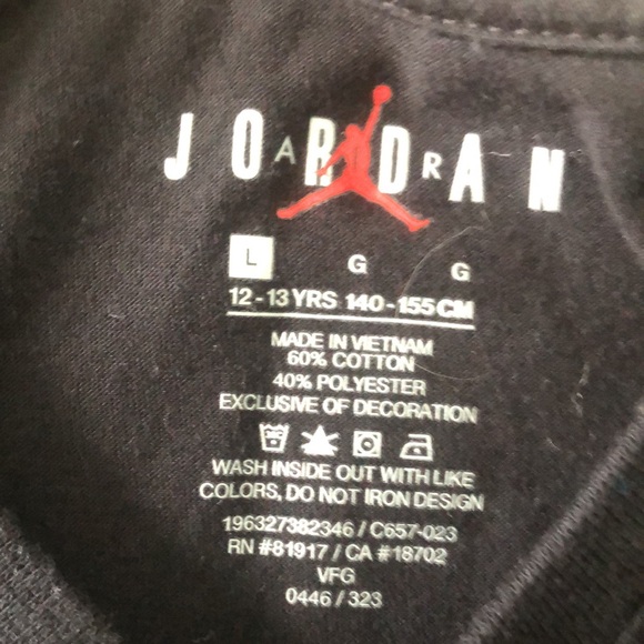 Jordan Kids Black Tee with White Logo - Picture 3 of 3